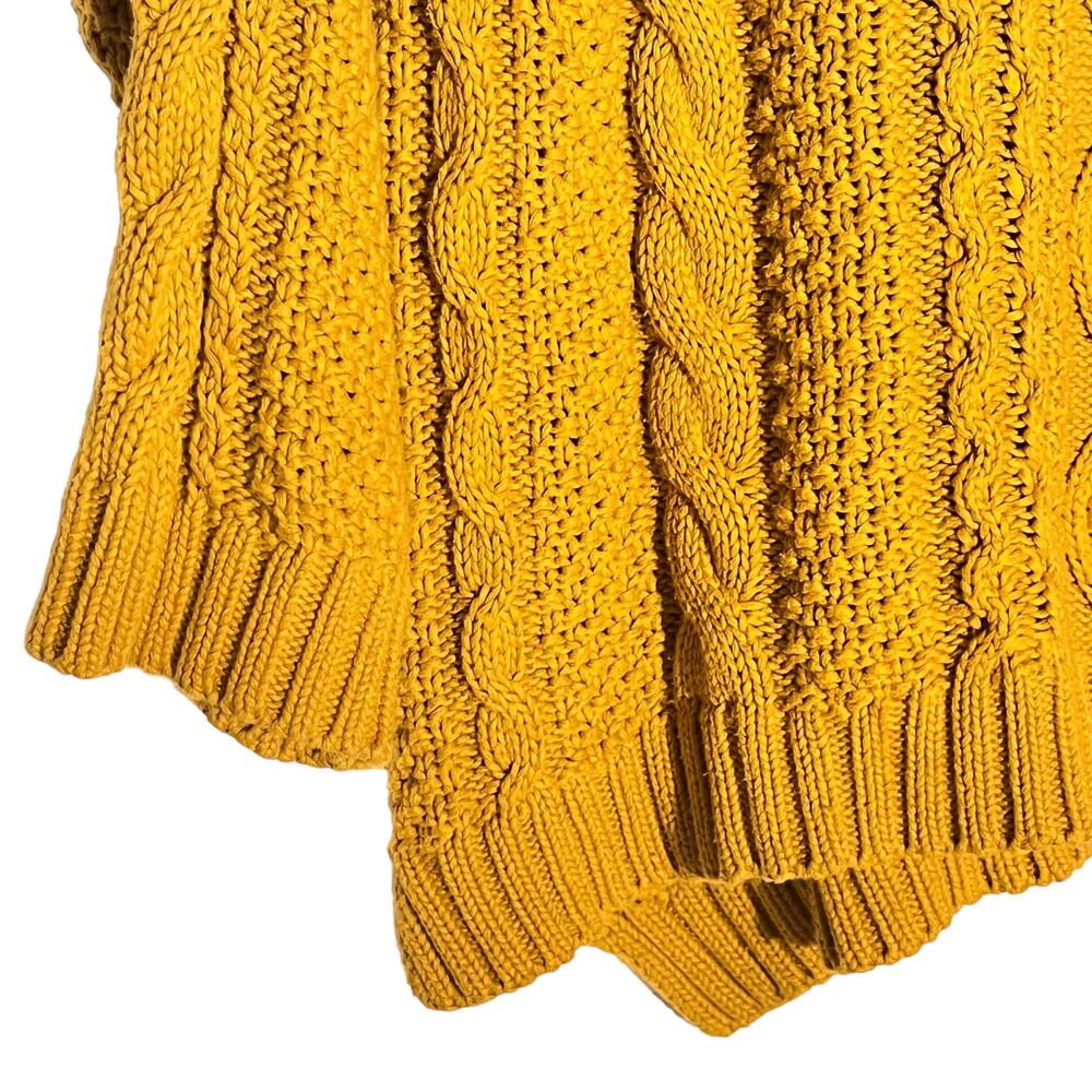 Cable Knit Cowl Neck Oversized Mustard Long Sleeve Sweater - Picture 7 of 9